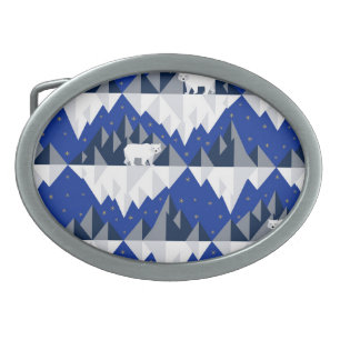 Polar Bear on Iceberg Seamless Pattern. Belt Buckle