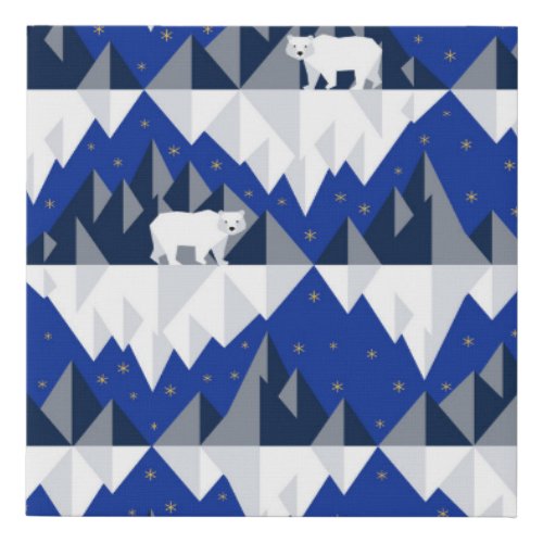 Polar Bear on Iceberg Seamless Pattern Faux Canvas Print