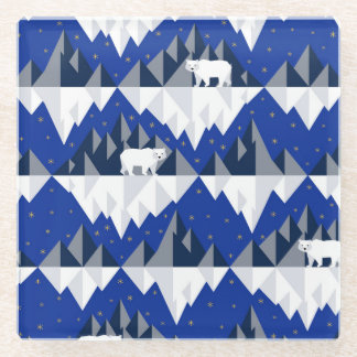 Polar Bear on Iceberg Seamless Pattern. Glass Coaster