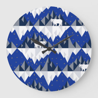 Polar Bear on Iceberg Seamless Pattern. Large Clock