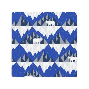 Polar Bear on Iceberg Seamless Pattern. Metal Print