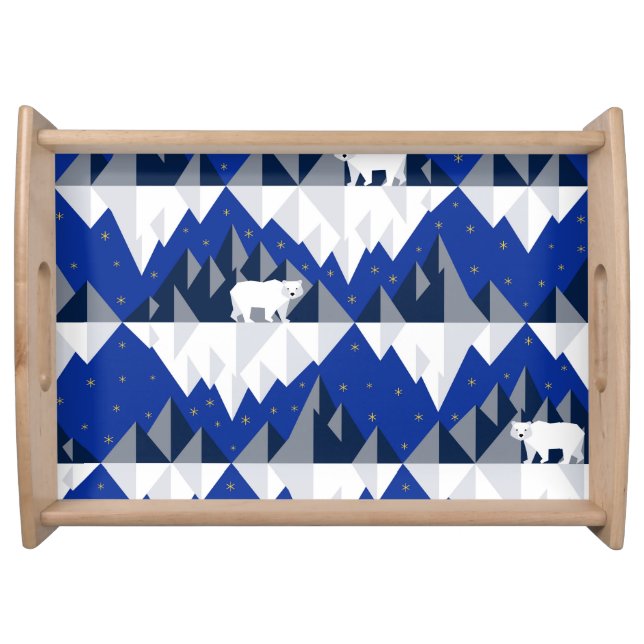 Polar Bear on Iceberg Seamless Pattern. Serving Tray (Front)