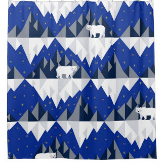 Polar Bear on Iceberg Seamless Pattern. Shower Curtain