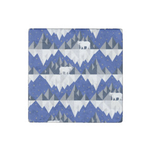 Polar Bear on Iceberg Seamless Pattern. Stone Magnet