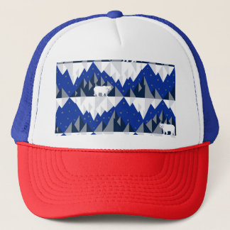 Polar Bear on Iceberg Seamless Pattern. Trucker Hat