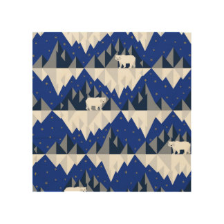 Polar Bear on Iceberg Seamless Pattern. Wood Wall Art