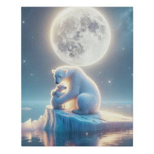 Polar Bear On Melting Iceberg Faux Canvas Print