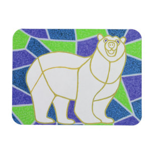 Polar Bear on Stained Glass Magnet