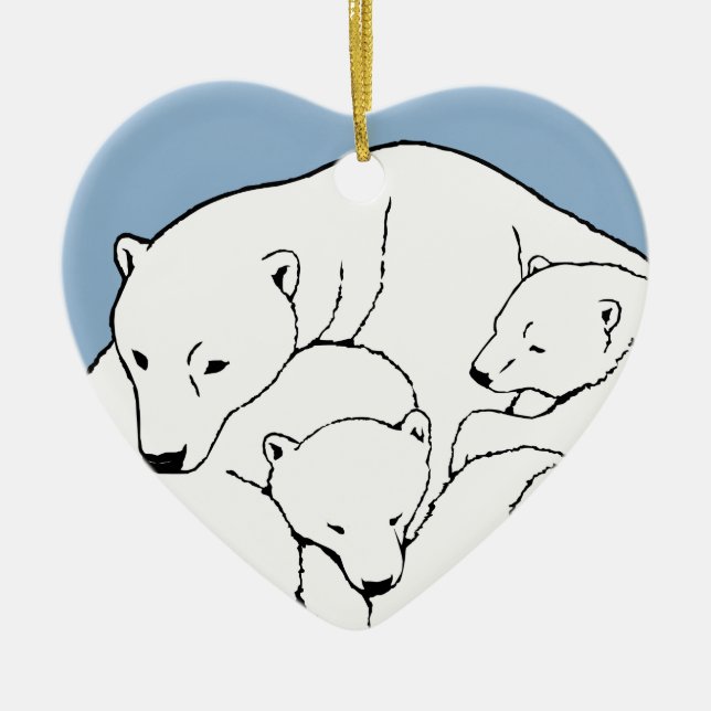 Polar Bear Ornament Mother Baby Personalized Gift (Front)