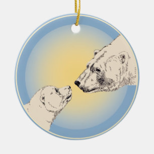 Polar Bear Ornament Mother Baby Personalized Gift