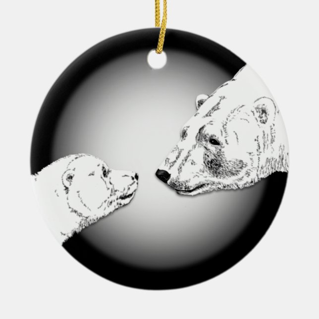 Polar Bear Ornament Mother Baby Personalized Gift (Front)