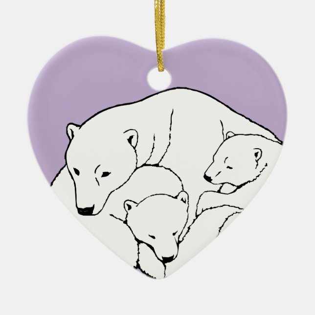 Polar Bear Ornament Mother Baby Personalized Gift (Front)