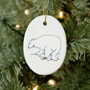 Polar Bear oval ceramic ornament