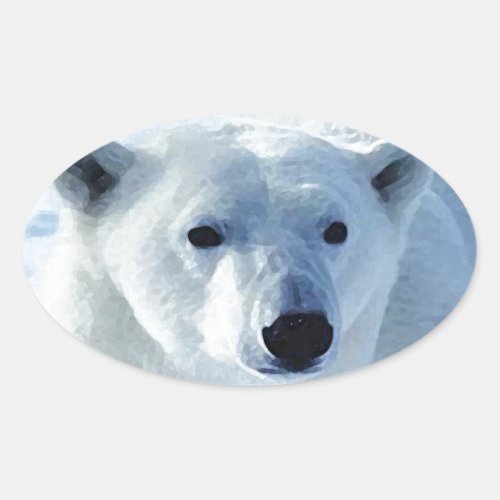 Polar Bear Oval Sticker
