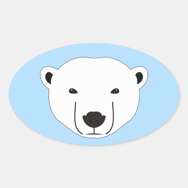Polar Bear Oval Sticker (Front)