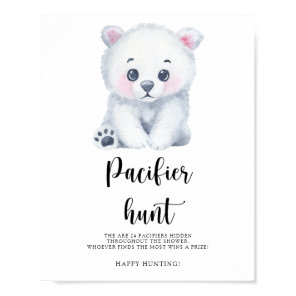 Polar bear - pacifier hunt baby shower game poster
