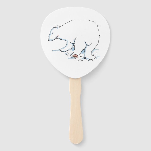 Polar Bear paddle hand fans (Front)