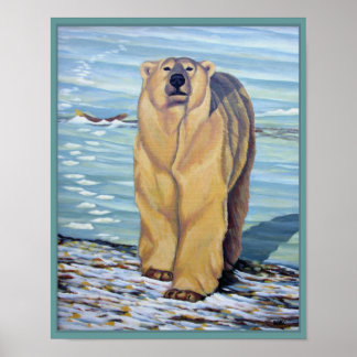 Polar Bear Painting Poster  Wildlife Home Decor