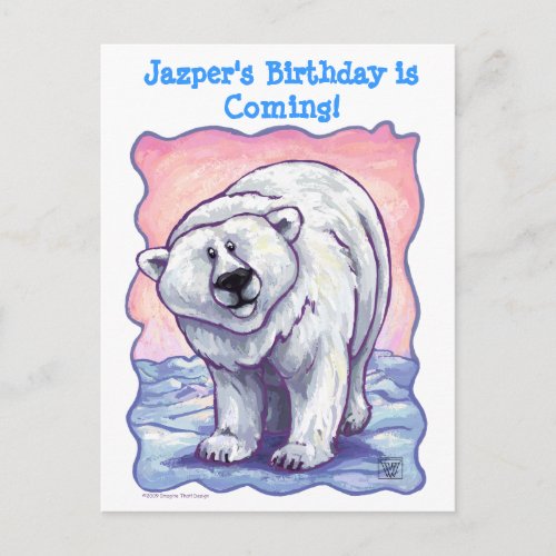 Polar Bear Party Center Announcement Postcard