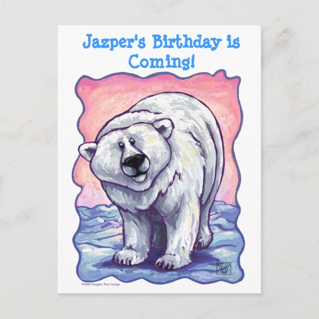 Polar Bear Party Center Announcement Postcard (Front)