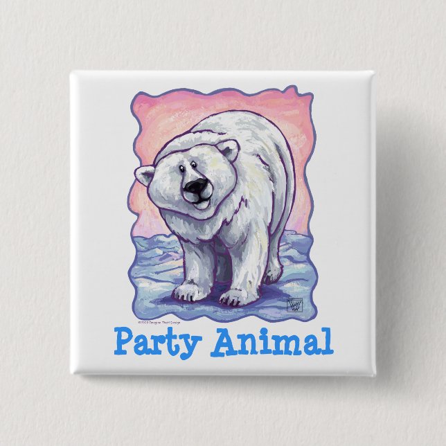 Polar Bear Party Center Button (Front)