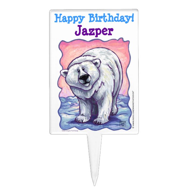 Polar Bear Party Center Cake Topper (Front)