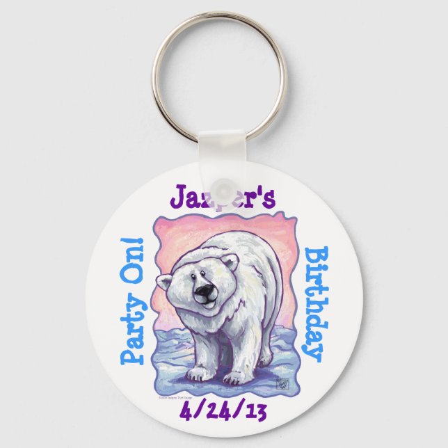 Polar Bear Party Center Keychain (Front)