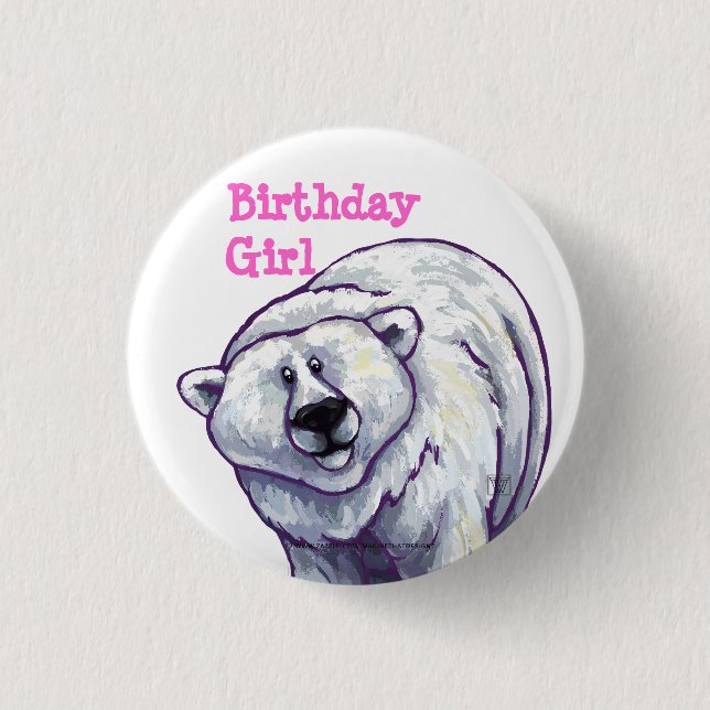 Polar Bear Party Center Pinback Button (Front)