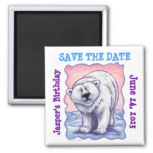 Polar Bear Party Center Save the Date Magnet