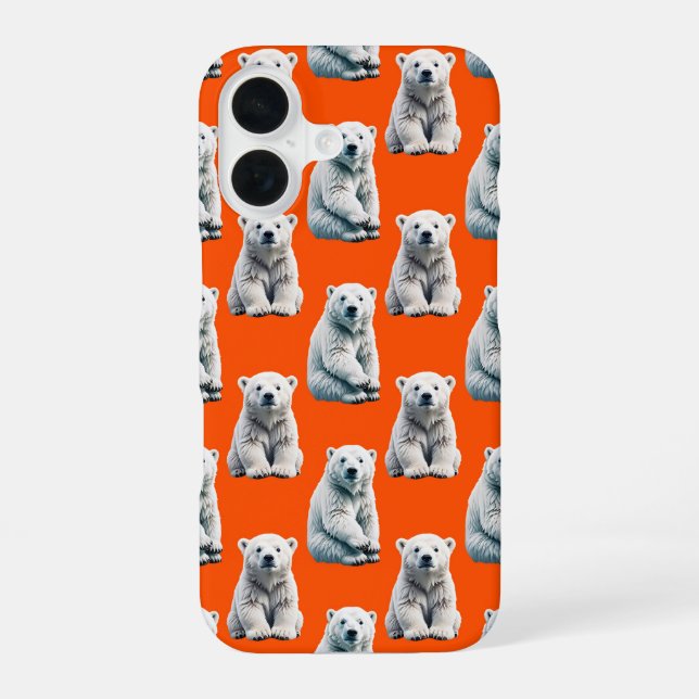 Polar Bear Pattern Design On Orange  Iphone Case (Back)