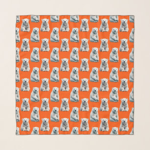 Polar Bear Pattern Design On Orange  Scarf