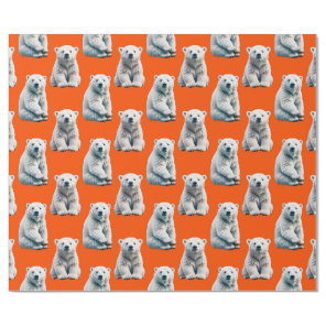 Polar Bear Pattern Design On Orange  Wrapping Paper