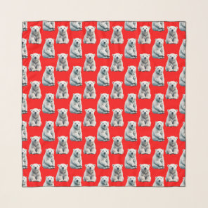 Polar Bear Pattern Design On Red  Scarf