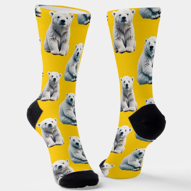 Polar Bear Pattern Design On Yellow  Socks (Creator Uploaded)