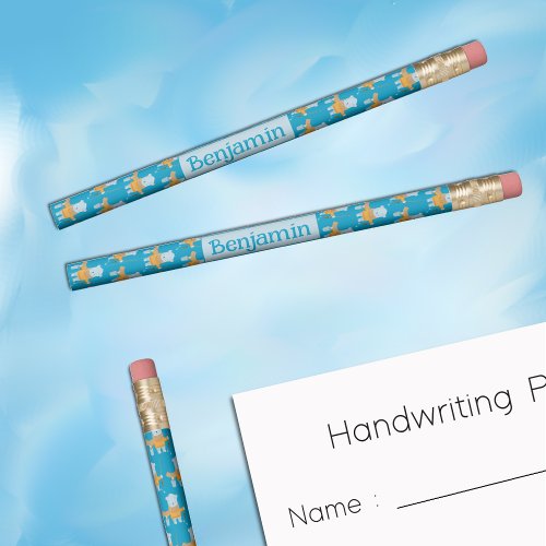 Polar Bear Pattern Kid Pencil with Name