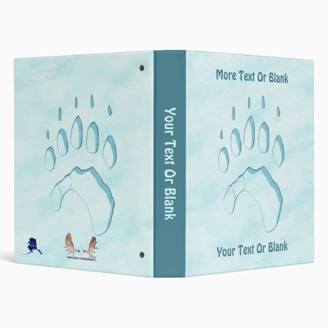 Polar Bear Paw Print 3 Ring Binder (Background)