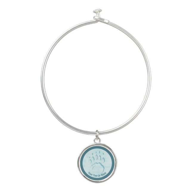 Polar Bear Paw Print Bangle Bracelet (Front)