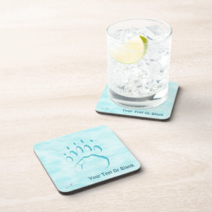 Polar Bear Paw Print Beverage Coaster
