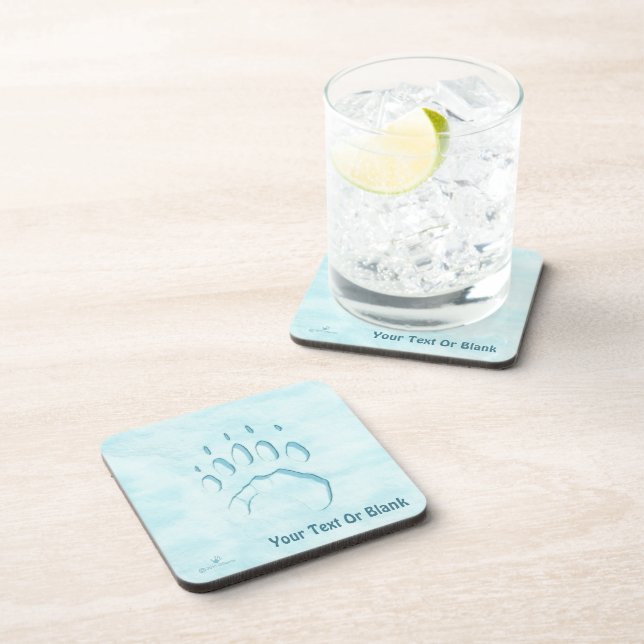 Polar Bear Paw Print Beverage Coaster (Right Side)