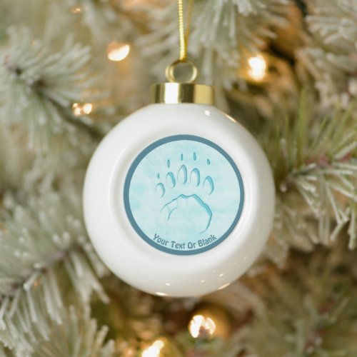 Polar Bear Paw Print Ceramic Ball Christmas Ornament