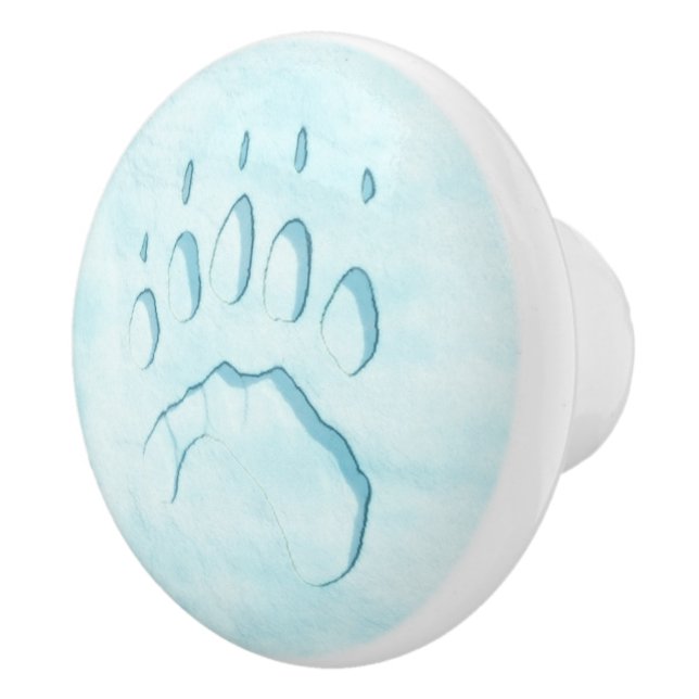 Polar Bear Paw Print Ceramic Knob (Right)