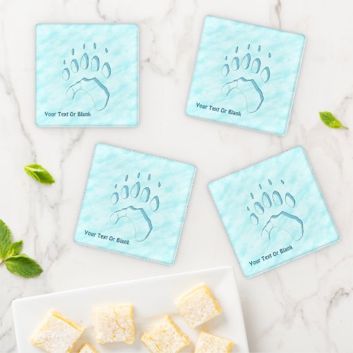 Polar Bear Paw Print Coaster Set