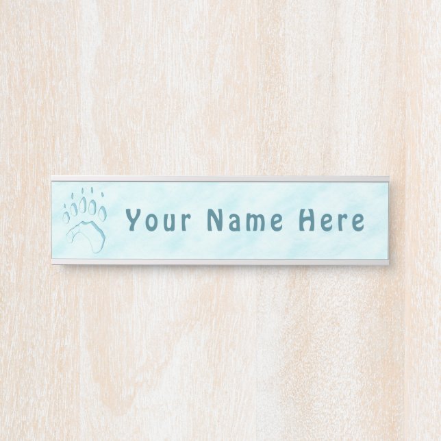 Polar Bear Paw Print Door Sign (Front)