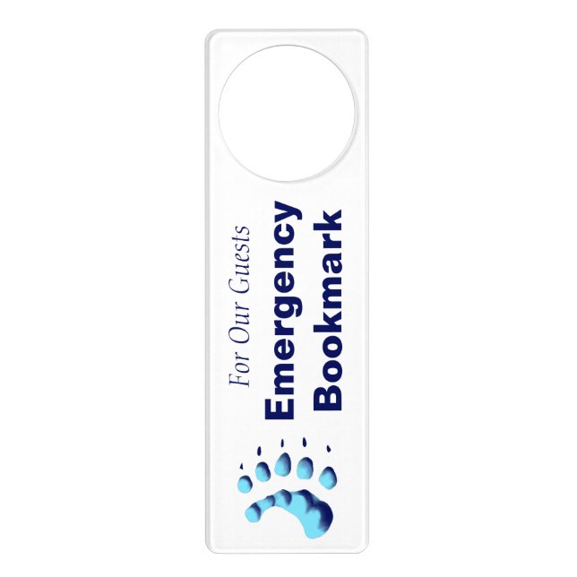 Polar Bear Paw Print Emergency Bookmark Door Hanger (Front)