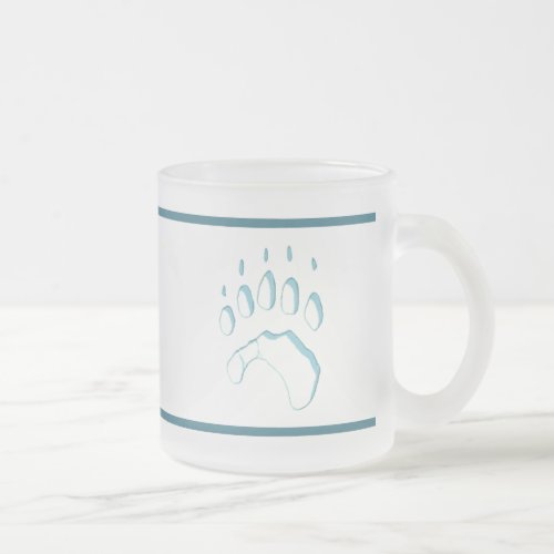 Polar Bear Paw Print Frosted Glass Coffee Mug