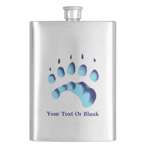 Polar Bear Paw Print Hip Flask