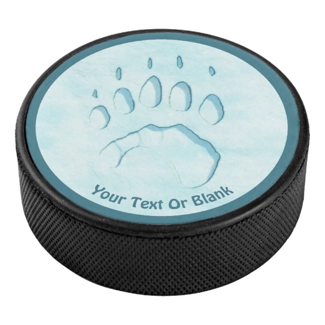 Polar Bear Paw Print Hockey Puck (3/4)