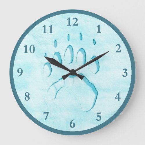 Polar Bear Paw Print Large Clock