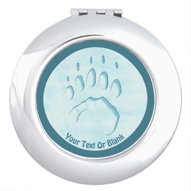 Polar Bear Paw Print Makeup Mirror (Front)