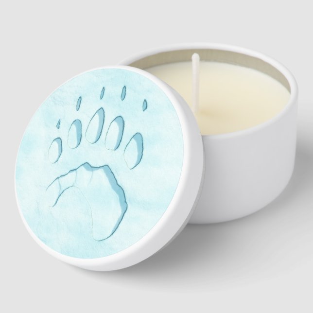 Polar Bear Paw Print Mini Candle Favors (Corner)